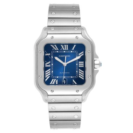 Cartier Santos Dark Blue Roman Dial Ref 4072 with Card