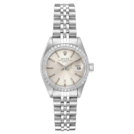 Rolex Date Silver Stick Dial on Jubilee Ref 6924 with Papers  1976