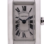 Cartier Tank Americaine Mini Silver Roman Dial on Leather  Ref 4056