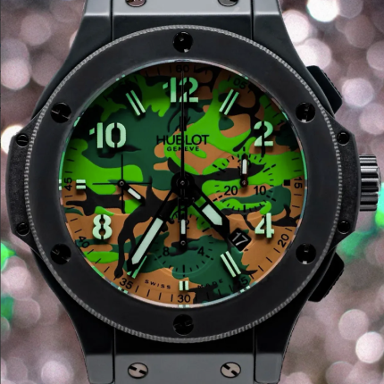 Hublot Big Bang Commando Jungle B/P Green Camouflage Dial on Leather & Rubber Ref 301.C1.8610.NR with Card