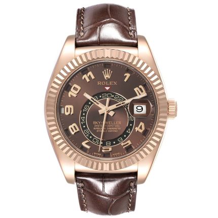Rolex Sky-Dweller SB/P Chocolate Dial on Leather Ref 326135 with Card Old Green