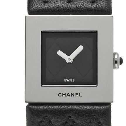 Chanel Matelasse Square Black Dial on Leather Ref H0116