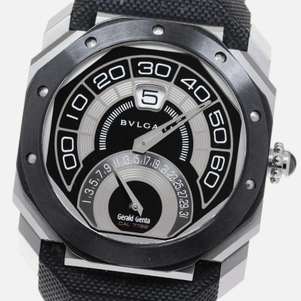 Bvlgari Octo Bi-Retro Gerald Genta B/P Black Dial on Rubber Ref OBR.Y.1C with Papers