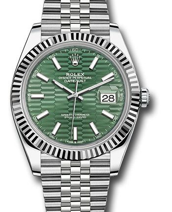 Rolex Datejust Green Motif Dial on Jubilee Ref 126334 with New Style Card Green