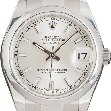 Rolex Datejust Silver Dial on Oyster Ref 178240 with New Style Card White