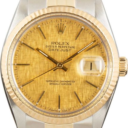 Rolex Datejust Gold Linen Dial on Jubilee Ref 16013 with Papers  1985
