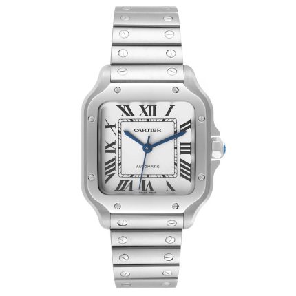 Cartier Santos Silver Roman Dial Ref 4075 with Card