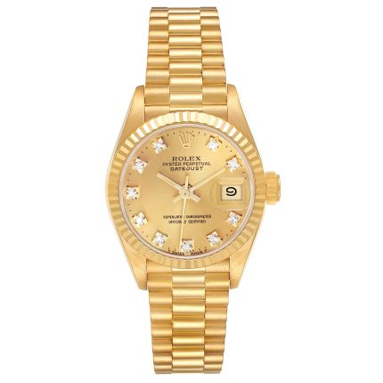 Rolex Datejust Og Champagne Diamond Dial on President Style Ref 69178 with Papers  1987