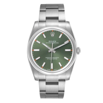 Rolex Oyster Perpetual  Olive Green Index Dial on Oyster Ref 114200 with New Style Card White