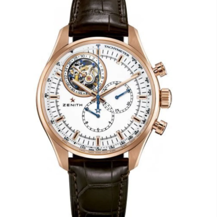 Zenith El Primero Tourbillon White Chronograph Dial on Dark Brown Leather Ref 18.2280.4035 with Card  2023