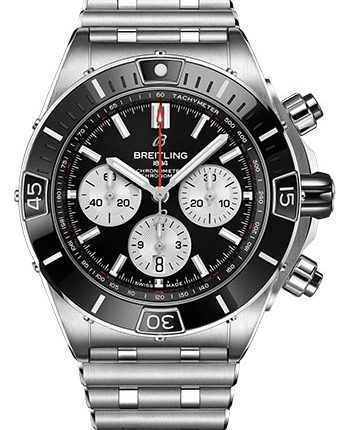 Breitling Super Chronomat B01 Black Dial on Bracelet Ref AB0136 with Card