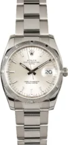 Rolex Oyster Perpetual Date Silver Stick Dial on Oyster Ref 115210 with Card (Old Green) 2009