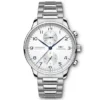 IWC Portugieser Chronograph Silver Dial on Leather Strap Ref IW371605 with Card 2020