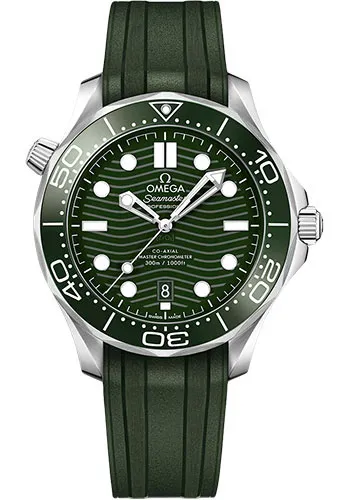 18576103_5r0jirymej6xkm0eohic29hti4dw.webp Omega Seamaster Diver 300M Co-Axial Master Chronometer Green Dial on Rubber Strap Ref 210.32.42.20.10.001 with Card - Image 1