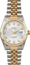 Rolex Datejust Silver Diamond Dial on D-Link Jubilee Ref 16233G