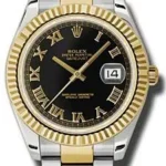 Rolex Datejust II Black Roman Dial on Oyster Ref 116333 with Card (Old Green) 2012