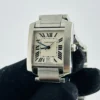 Cartier Tank Francaise Large White Roman Dial on Stainless Steel Bracelet Ref 2302 - Image 3