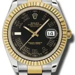 Rolex Datejust II Black Roman Dial on Oyster Ref 116333 with New Style Card (White) 2014