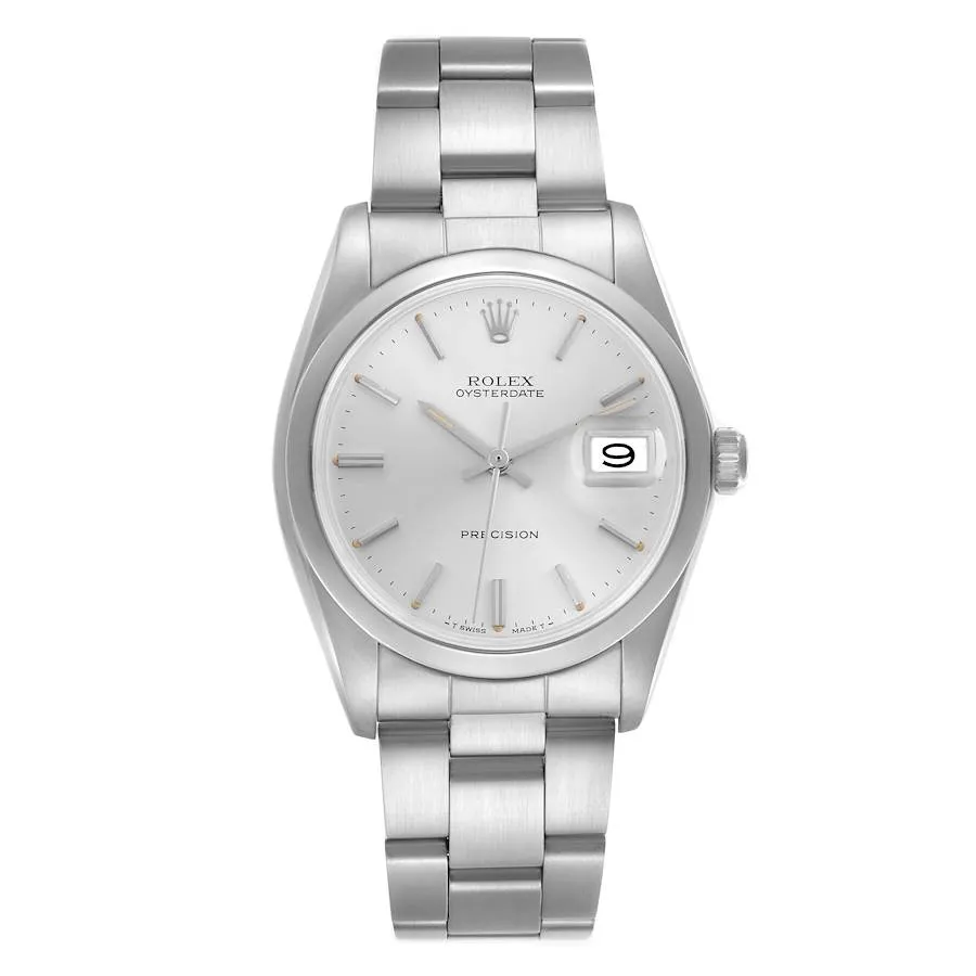18576348_9mhvkv16reii1fvyux0a3dxrhqn9.webp Rolex Oysterdate Precision Silver Stick Dial on Oyster Bracelet Ref 6694 - Image 1