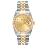 Rolex Datejust Champagne Diamond Factory Dial on D-Link Jubilee Bracelet Ref 16233G