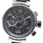 Louis Vuitton Tambour Voyage Slate Grey Dial on Leather Strap Ref Q102N with Papers 2011