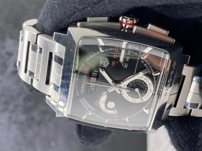 Tag Heuer Monaco LS Black Dial on Stainless Steel Bracelet Ref. CAL2110.BA0781 - Image 2