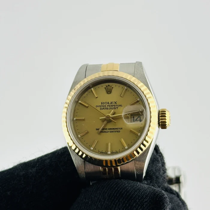 Rolex Datejust Lady Champagne Stick Dial on D-Link Jubilee Ref. 69173 - Image 3