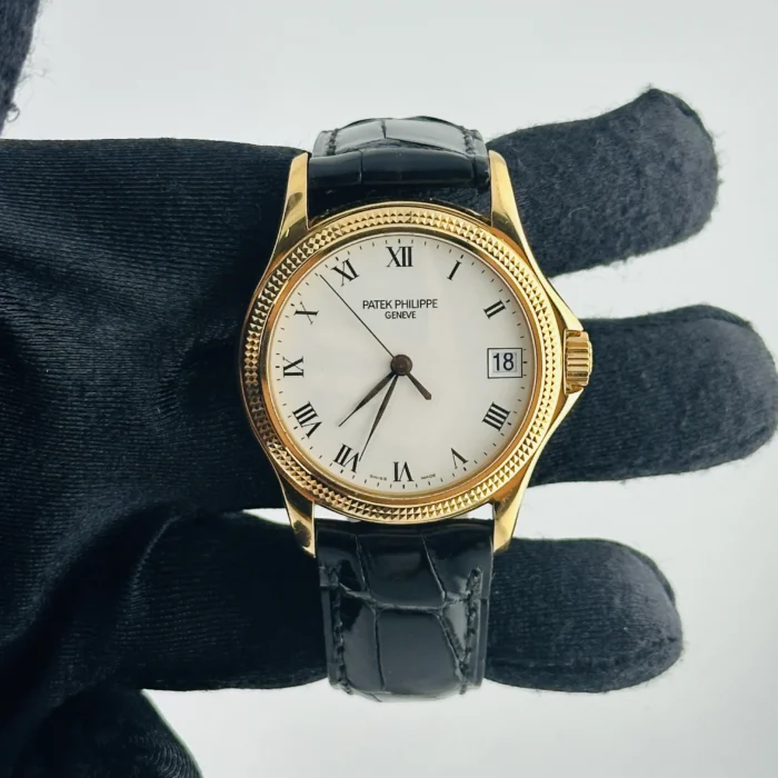Patek Philippe Calatrava White / Roman Numerals Dial on Leather Band Ref. 5117R - Image 2