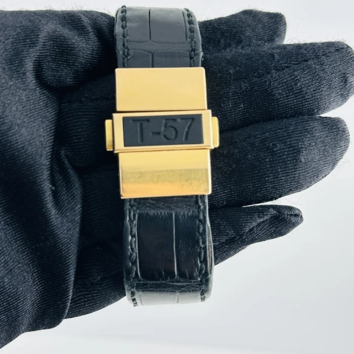 Tiffany & Co. Tri-Retrograde Black / Rose Dial on Leather Band Ref. T-57 - Image 4