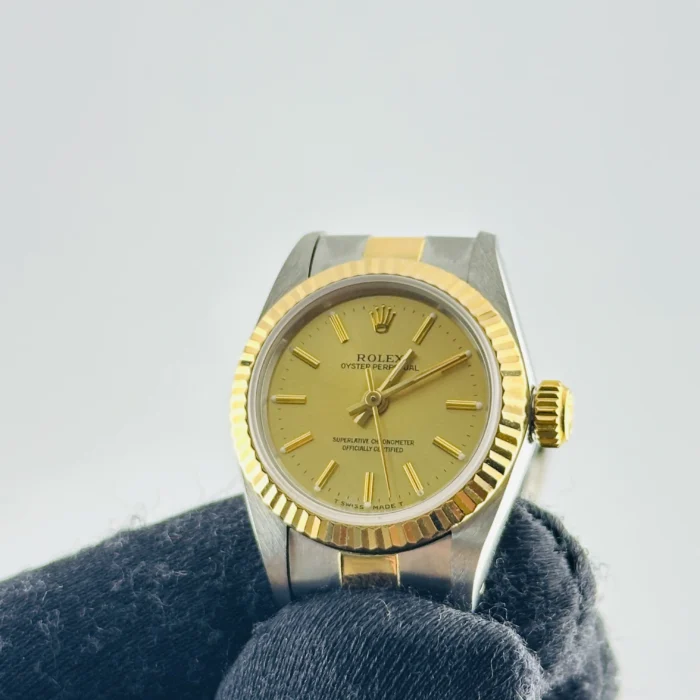 Rolex Oyster Perpetual Champagne Stick Dial on Oyster Bracelet Ref. 67193 - Image 3