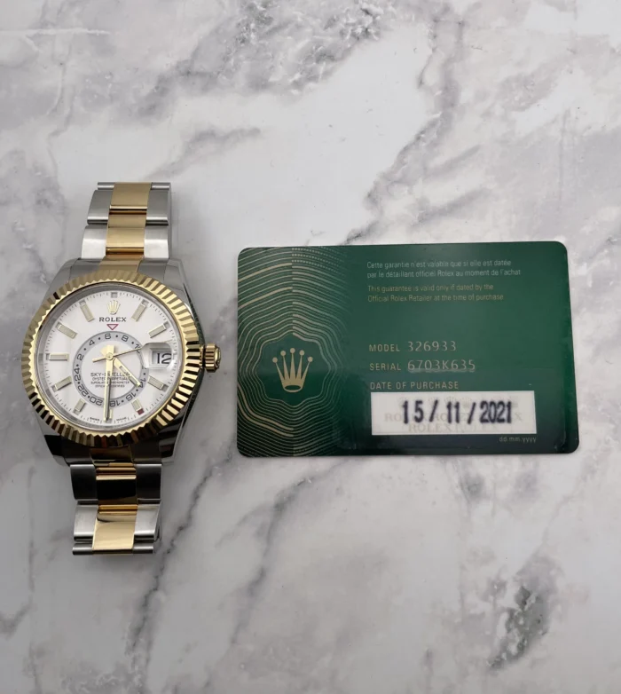 Rolex SkyDweller White Dial on Oyster Ref. 326933 with New Style Card (green) 2021 - Image 7