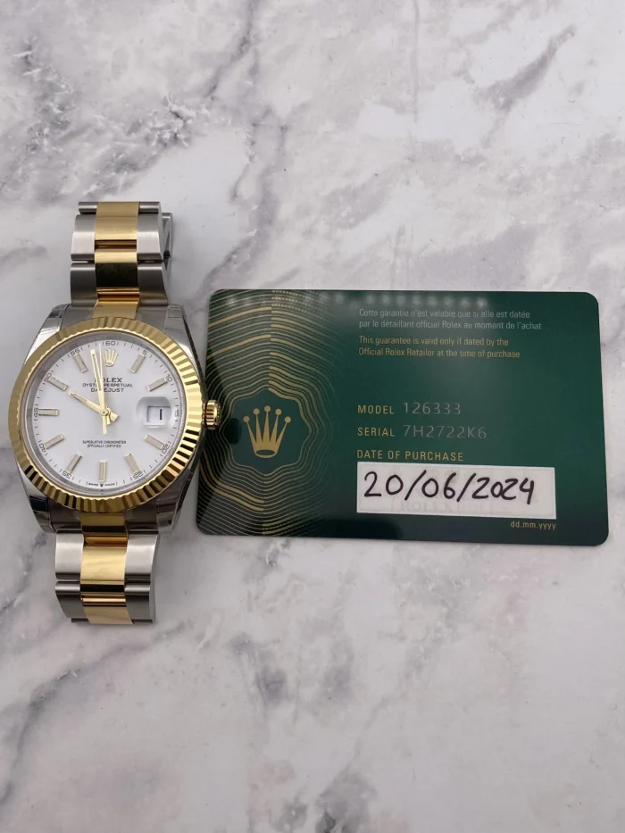 Rolex Datejust 41 White Index Dial on Oyster Ref. 126333 with New Style Card (green) 2024 - Image 7