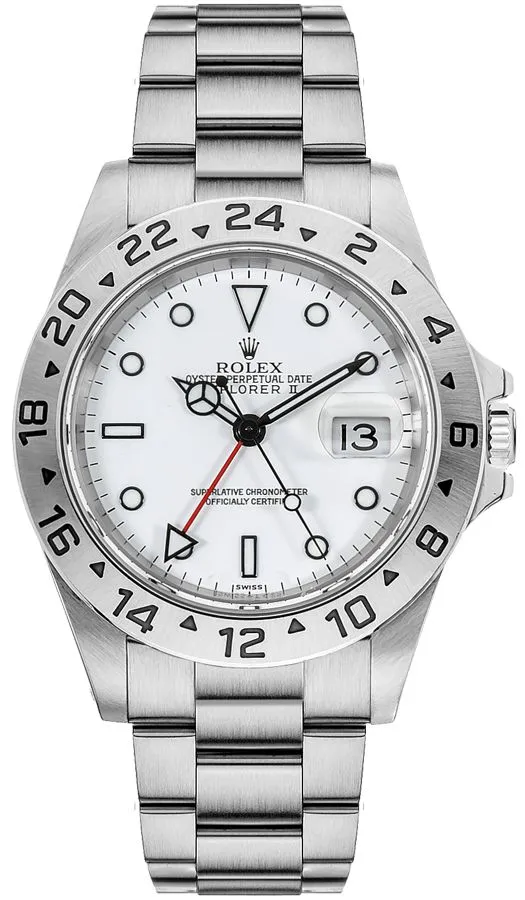 18576426_55zcz3baauxvmntf113sko0pfhez.webp Rolex Explorer II White Dial on Oyster Ref 16570 with Papers 1998 - Image 1