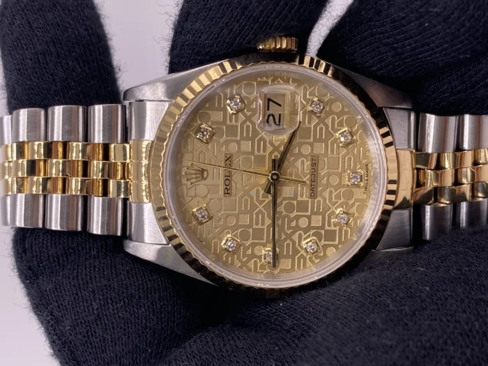 Rolex Datejust Champagne Anniversary Diamond Dial Dial on D-Link Jubilee Bracelet Ref. 16233G - Image 2
