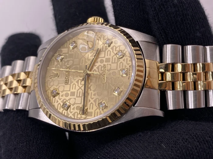 Rolex Datejust Champagne Anniversary Diamond Dial Dial on D-Link Jubilee Bracelet Ref. 16233G - Image 3