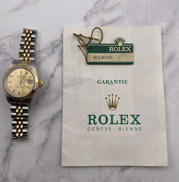 Rolex Datejust Lady Champagne Stick Dial on Jubilee Ref. 69173 with Papers 1986 - Image 7