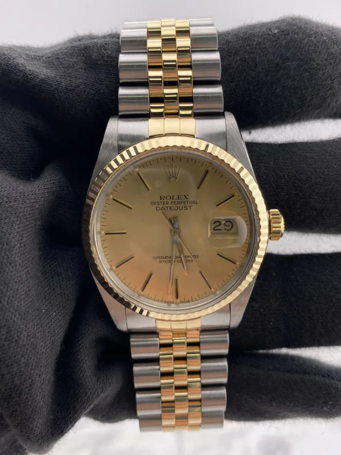 Rolex Datejust Champagne Stick Dial on D-Link Jubilee Bracelet Ref. 16013 - Image 2