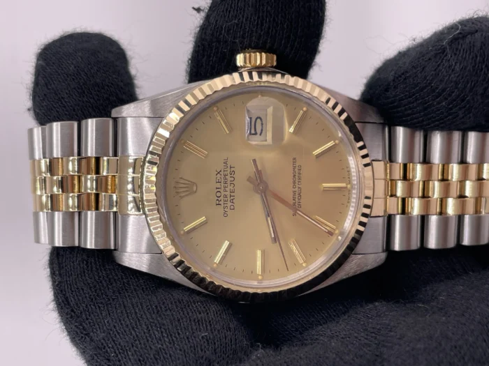Rolex Datejust Champagne Stick Dial on D-Link Jubilee Bracelet Ref. 16013 - Image 2