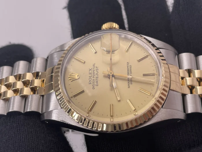 Rolex Datejust Champagne Stick Dial on D-Link Jubilee Bracelet Ref. 16013 - Image 3