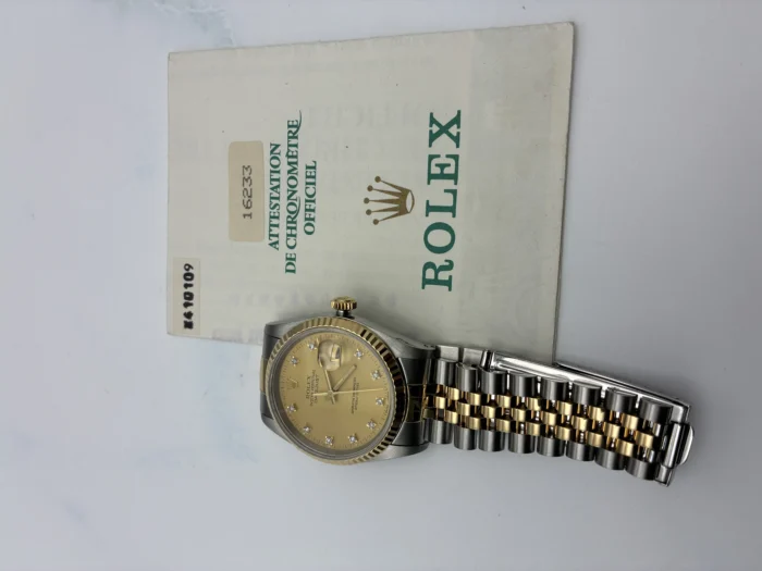 Rolex Datejust Champagne Diamond Dial on D-Link Jubilee Ref. 16233 with Papers 1993 - Image 6