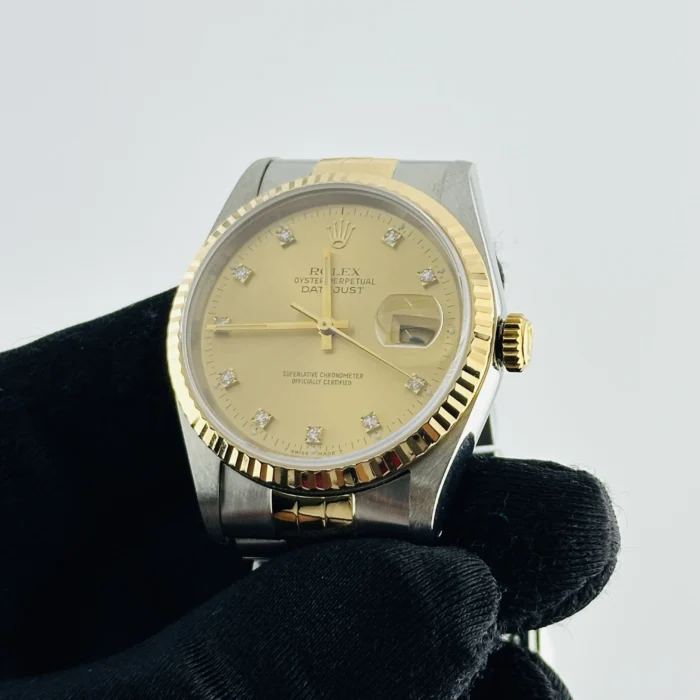 Rolex Datejust Champagne Diamond Dial on D-Link Jubilee Ref. 16233 with Papers 1993 - Image 3