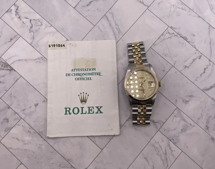 Rolex Datejust Gold Anniversary Diamond Dial Dial on Jubilee Ref. 16233G with Papers 1994 - Image 6