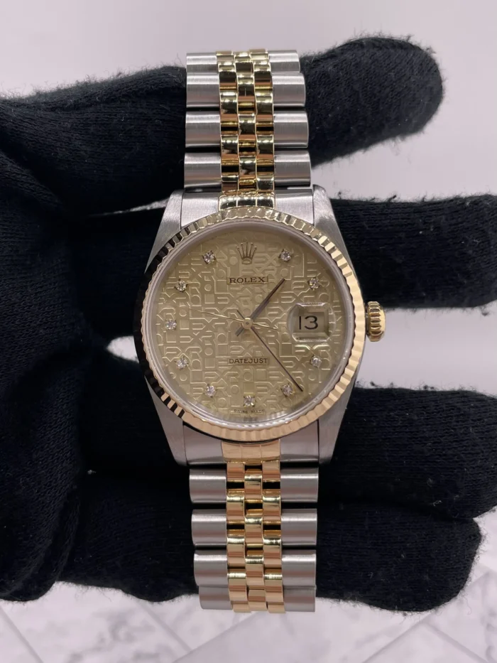 Rolex Datejust Gold Anniversary Diamond Dial Dial on Jubilee Ref. 16233G with Papers 1994 - Image 2