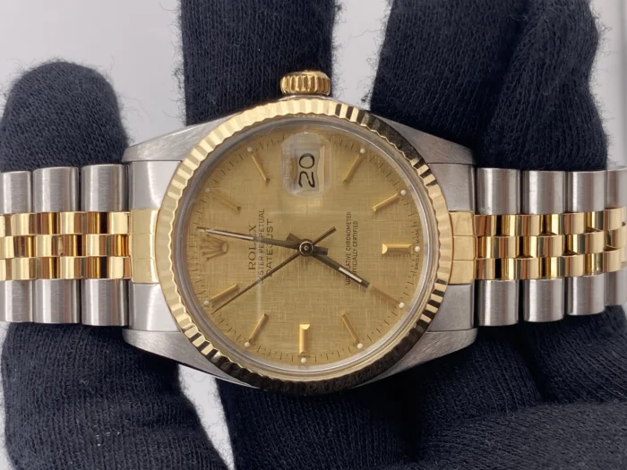 Rolex Datejust Champagne Linen Dial on Jubilee Ref. 16013 - Image 2