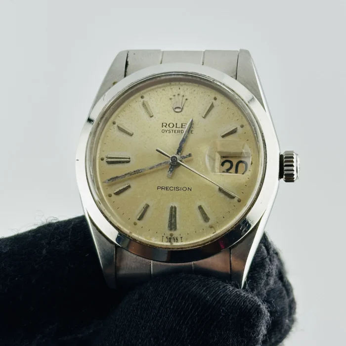 Rolex Oysterdate Precision Silver Stick / Faded Dial on Oyster Bracelet Ref. 6694 with Papers 1976 - Image 2