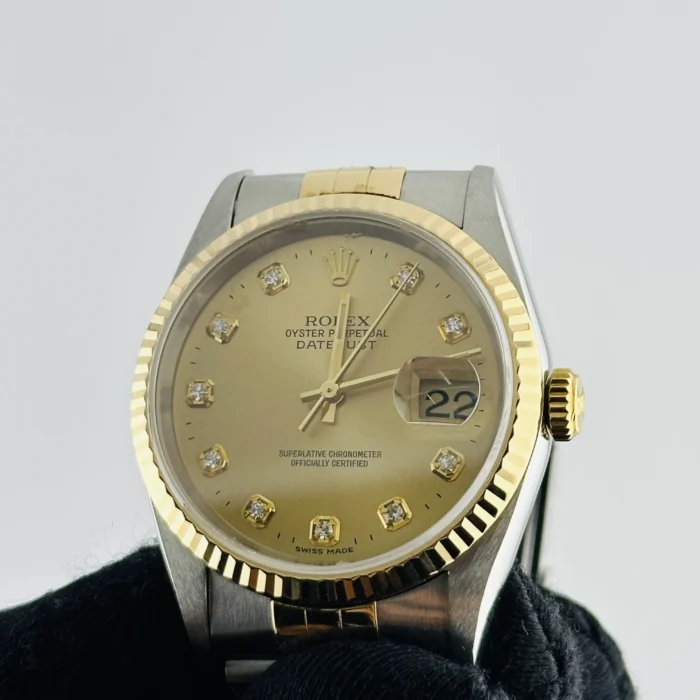 Rolex Datejust Champagne Diamond Factory Dial on D-Link Jubilee Bracelet Ref. 16233G - Image 3