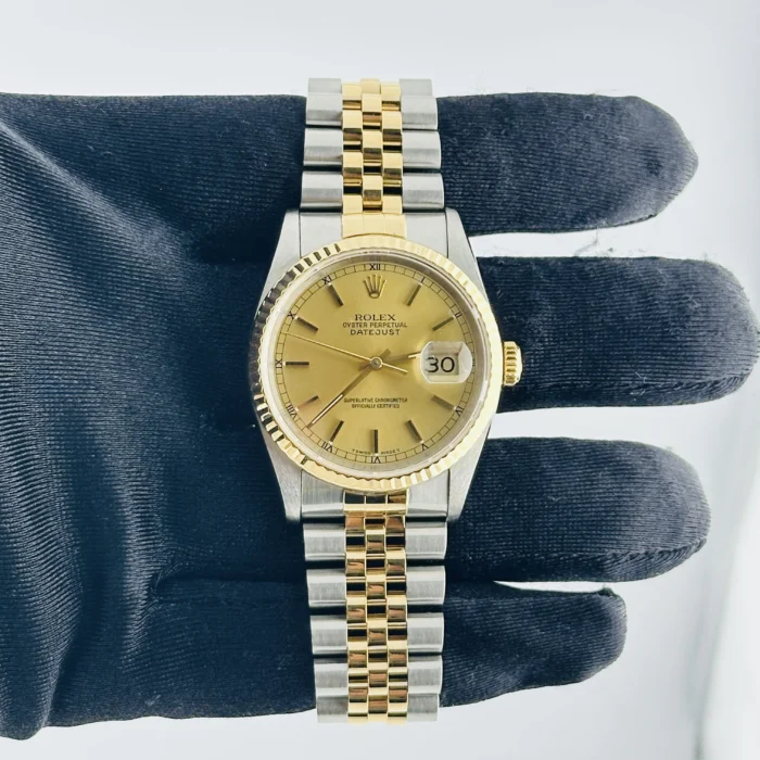 Rolex Datejust Champagne Stick Dial on D-Link Jubilee Ref. 16233 with Papers 1993 - Image 2