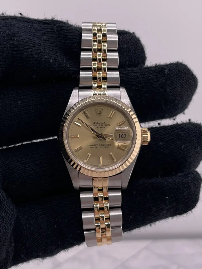 Rolex Datejust Lady Champagne Stick Dial on D-Link Jubilee Ref. 69173 - Image 2