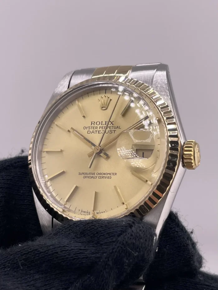 Rolex Datejust Champagne Stick Dial on D-Link Jubilee Bracelet Ref. 16013 - Image 3