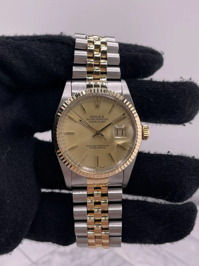 Rolex Datejust Champagne Stick Dial on D-Link Jubilee Bracelet Ref. 16013 - Image 2